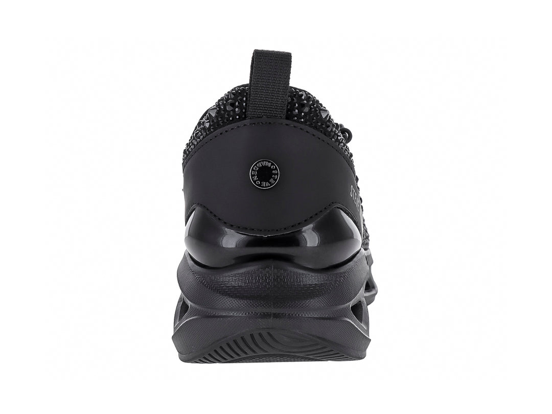 Tenis negros Steve Madden con incrustaciones brillantes y suela chunky.