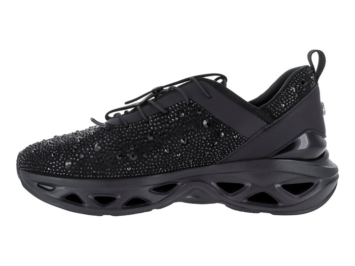 Tenis negros Steve Madden con incrustaciones brillantes y suela chunky.