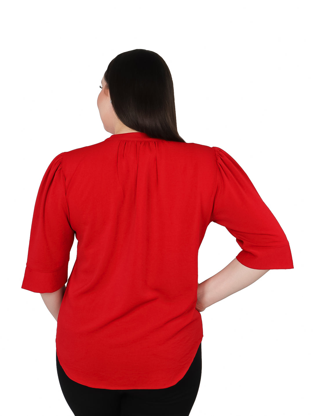 Blusa Flor Canela Roja con Jareta en Escote para Mujer