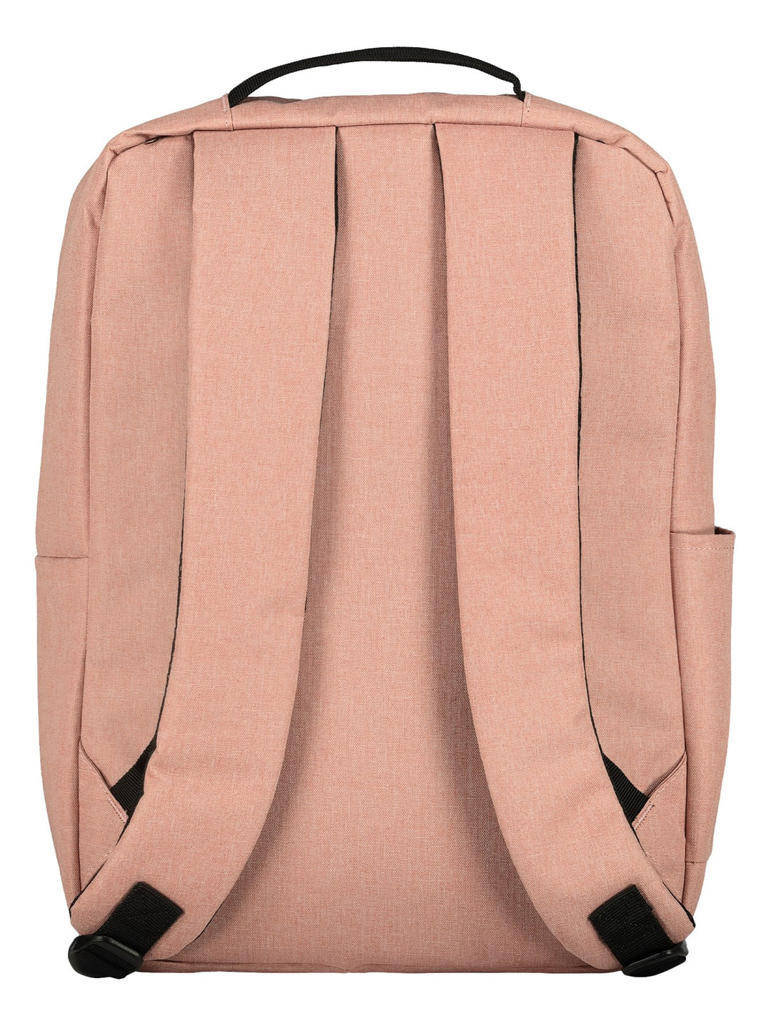 Mochila escolar color rosa de la marca Charly con detalles y logotipo en color negro.