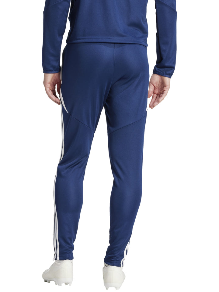 Pantalones de entrenamiento Adidas Tiro 24 en color azul dawn con detalles y franjas blancas laterales.