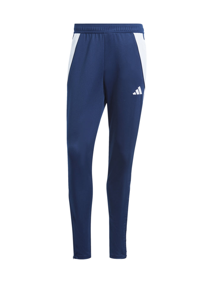 Pantalones de entrenamiento Adidas Tiro 24 en color azul dawn con detalles y franjas blancas laterales.