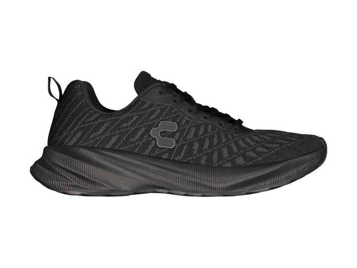 Tenis deportivos Charly color negro con tejido de malla y suela texturizada.