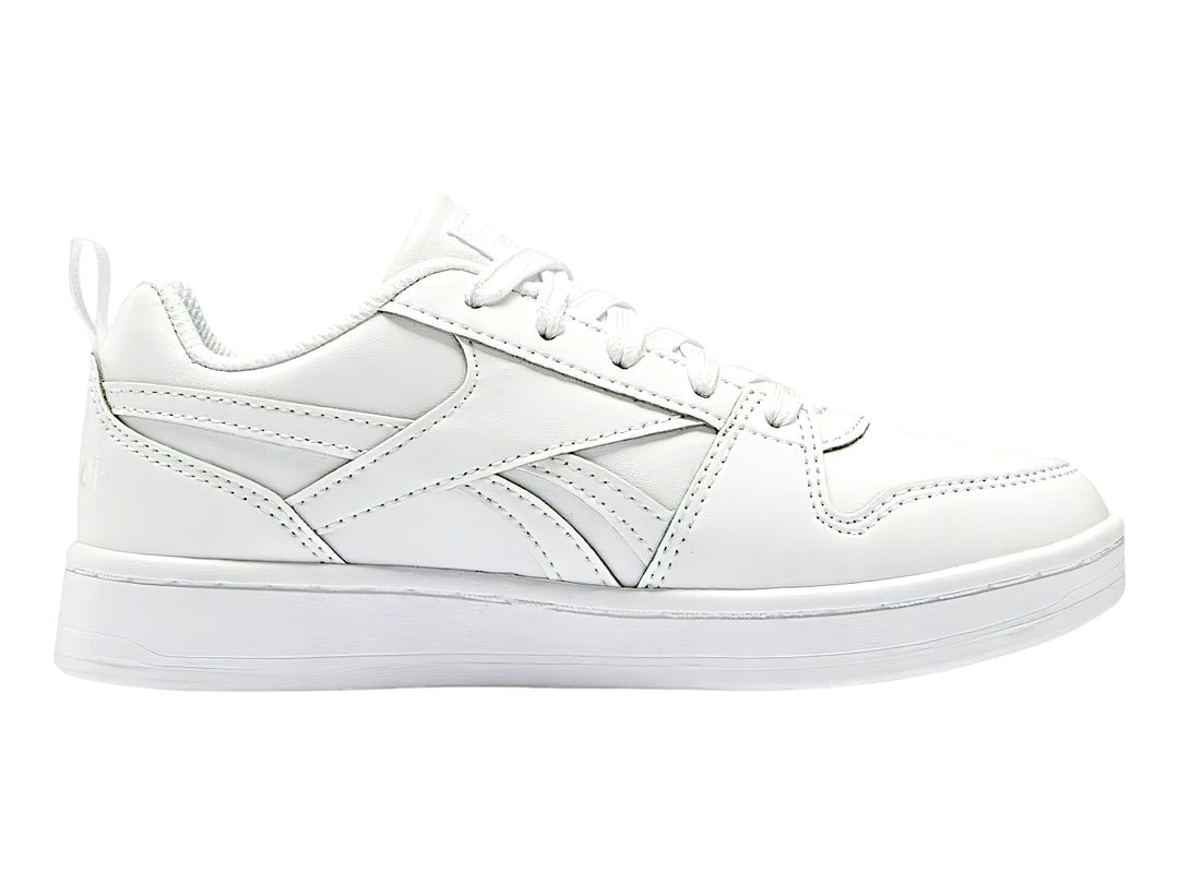 Tenis deportivos Reebok Royal Prime 2.0 en color blanco total con agujetas y suela blanca.
