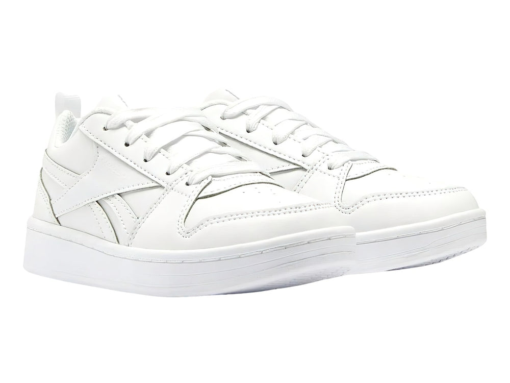 Tenis deportivos Reebok Royal Prime 2.0 en color blanco total con agujetas y suela blanca.