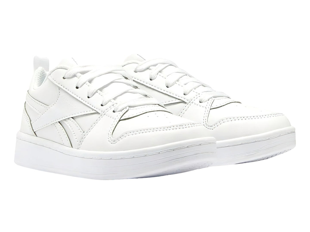 Tenis deportivos Reebok Royal Prime 2.0 en color blanco total con agujetas y suela blanca.