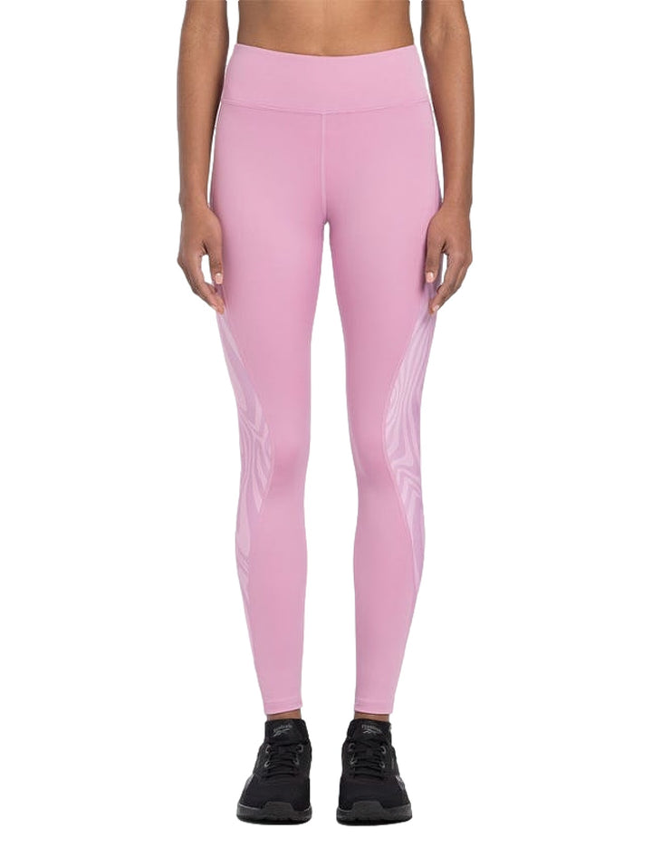 Leggings deportivos Reebok en color rosa ajustados al cuerpo con cintura alta.
