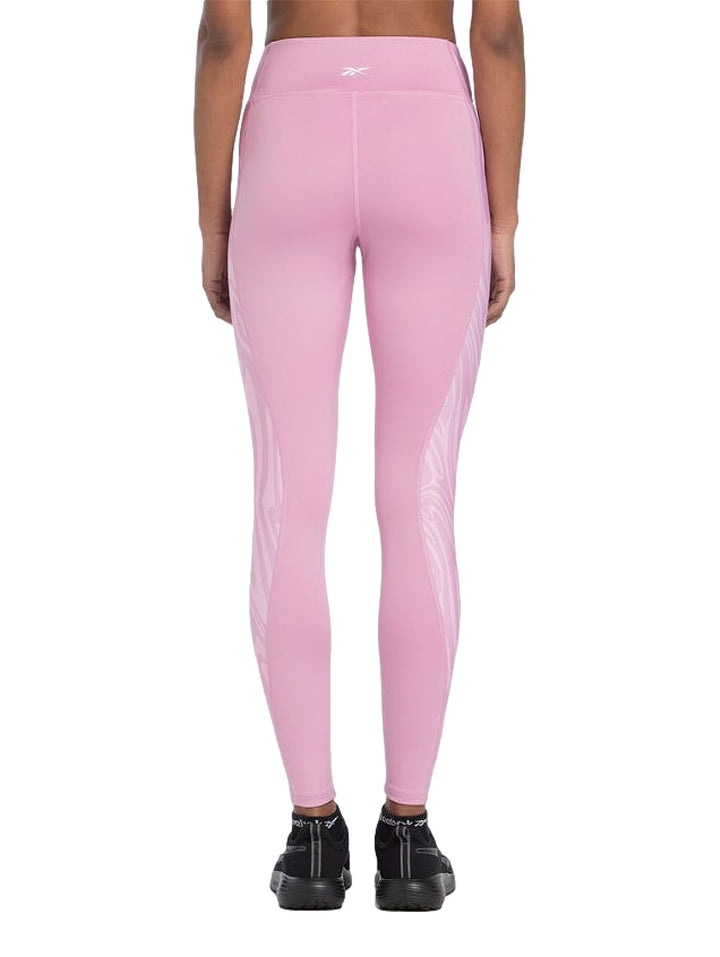 Leggings deportivos Reebok en color rosa ajustados al cuerpo con cintura alta.