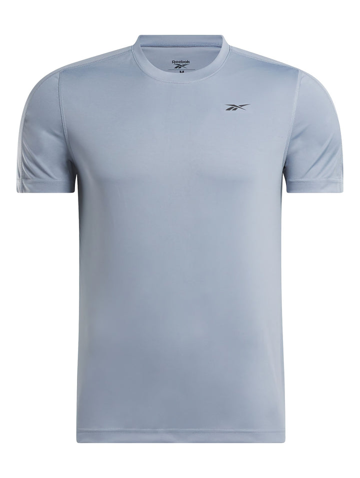 Camiseta deportiva Reebok de manga corta en color azul claro con logotipo en el pecho.