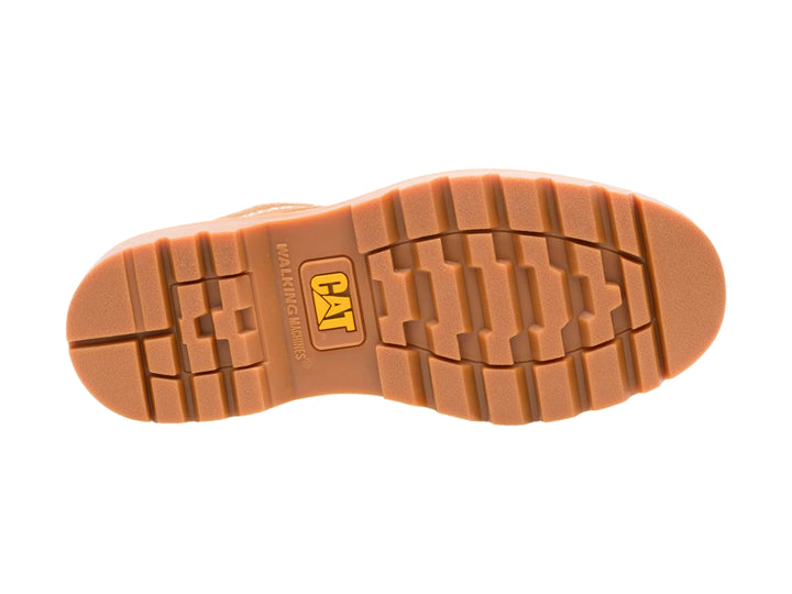 Bota Caterpillar color marrón azúcar de lona y gamuza con suela dentada.