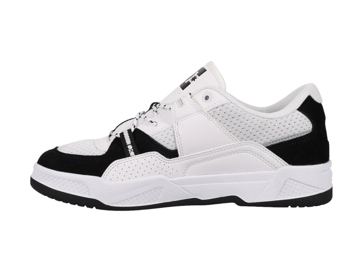 Tenis DC Shoes modelo Adys en colores blanco y negro con suela robusta y detalles perforados.