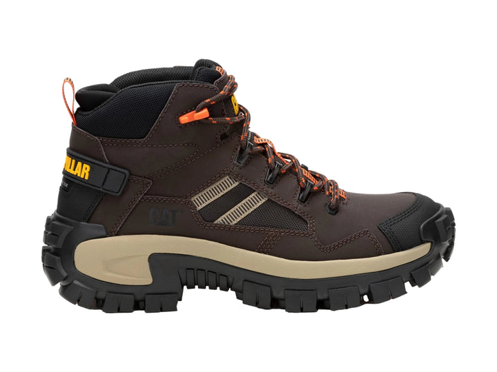 Bota Caterpillar color café Coffee Bean con suela robusta beige y negra, diseño de caña media para trabajo o exterior.