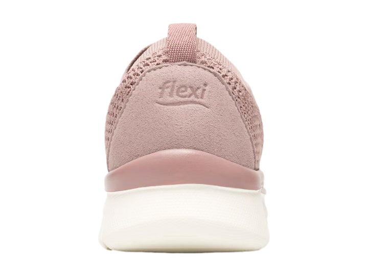 Tenis Flexi color taro con suela blanca y acabado en tejido textil.