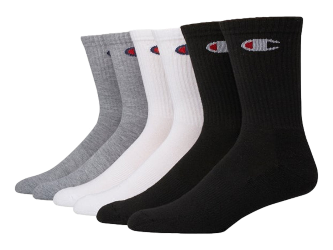 Calcetines Champion Pack 6 Gris, Blanco y Negro para Hombre