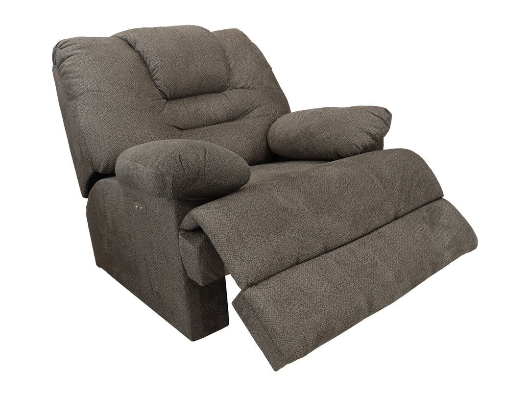 Sillón reclinable individual color gris oscuro con acabado acolchado.