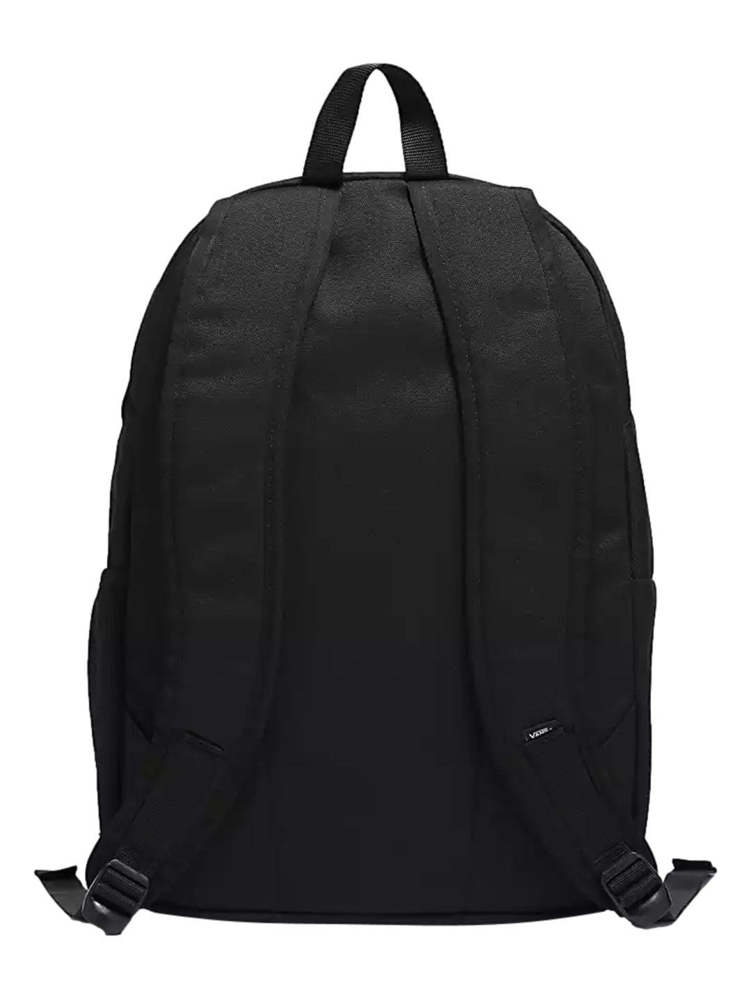 Mochila Vans Old Skool Trek de color negro con un bolsillo frontal y logotipo central blanco.