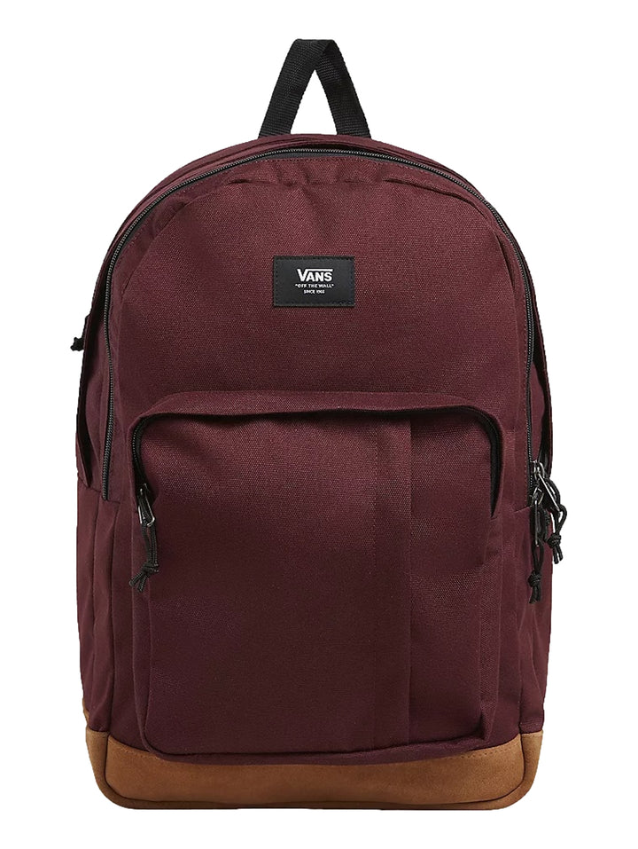 Mochila Vans Old Skool Trek en color Port Royale con base café y bolsillo frontal.