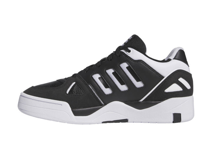 Tenis Adidas Midcity Low en color negro con detalles y suela blanca.