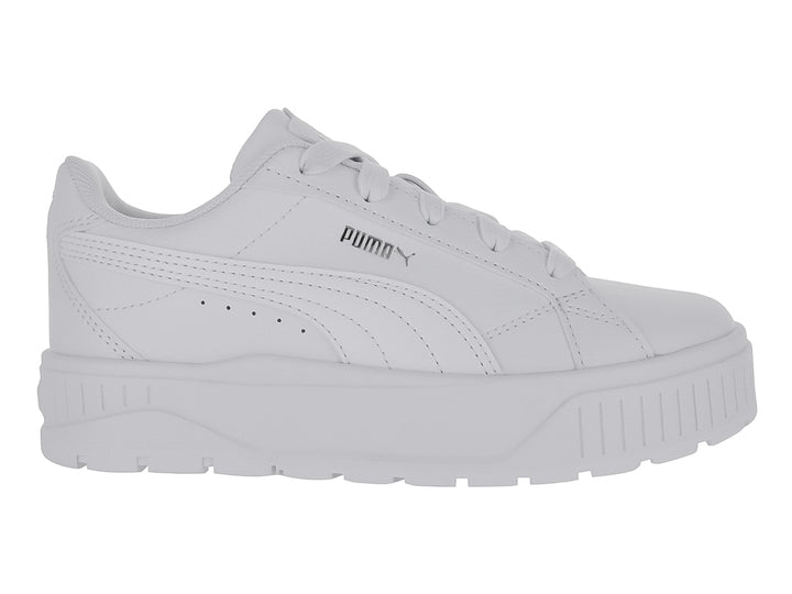 Tenis PUMA Carmen II PS en color blanco total con suela de plataforma gruesa para niños.