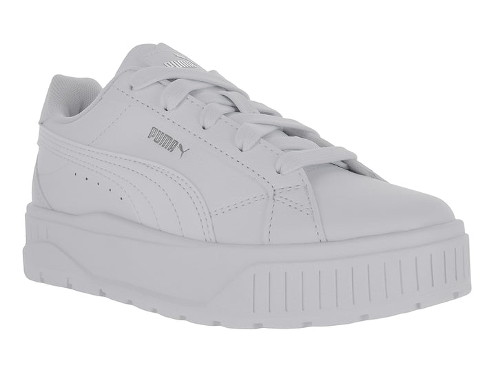 Tenis PUMA Carmen II PS en color blanco total con suela de plataforma gruesa para niños.