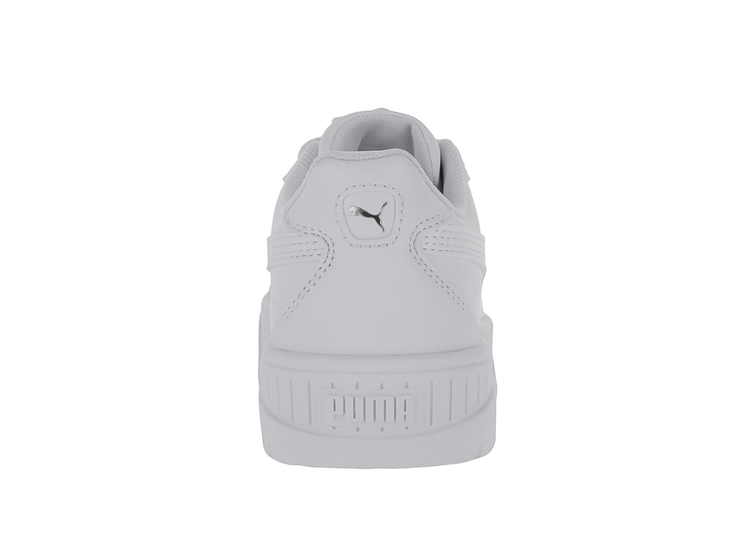 Tenis PUMA Carmen II PS en color blanco total con suela de plataforma gruesa para niños.