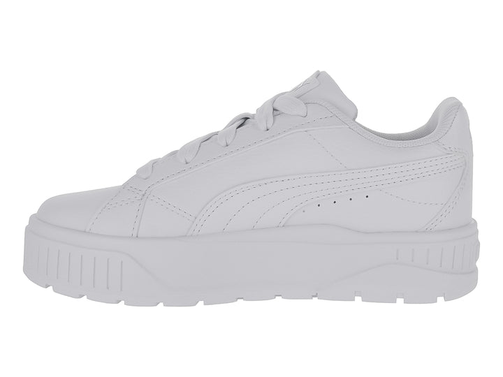 Tenis PUMA Carmen II PS en color blanco total con suela de plataforma gruesa para niños.