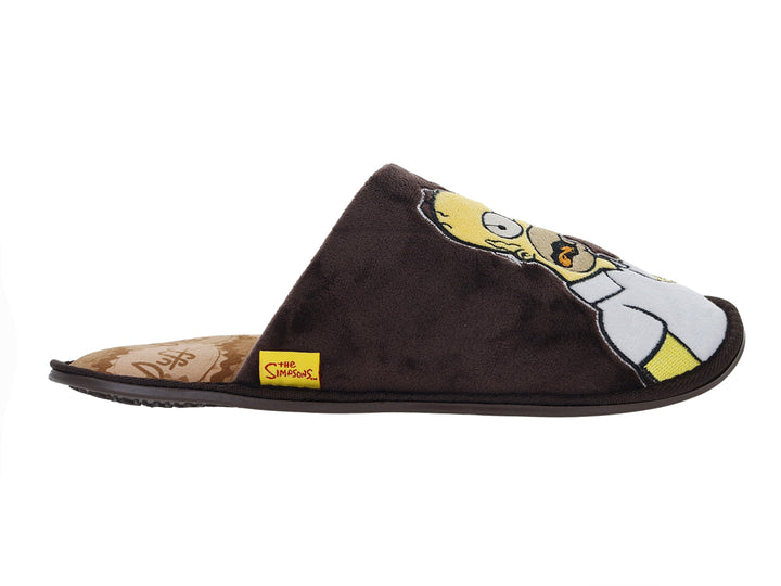 Pantufla color café con estampado de Homer Simpson de The Simpsons.