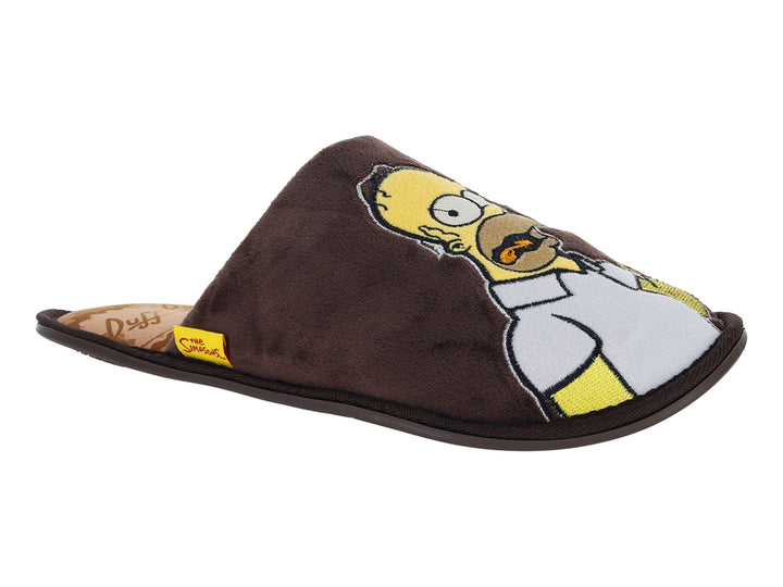 Pantufla color café con estampado de Homer Simpson de The Simpsons.