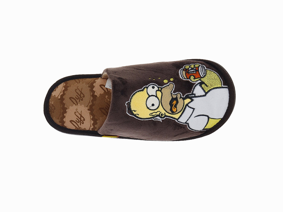 Pantufla color café con estampado de Homer Simpson de The Simpsons.
