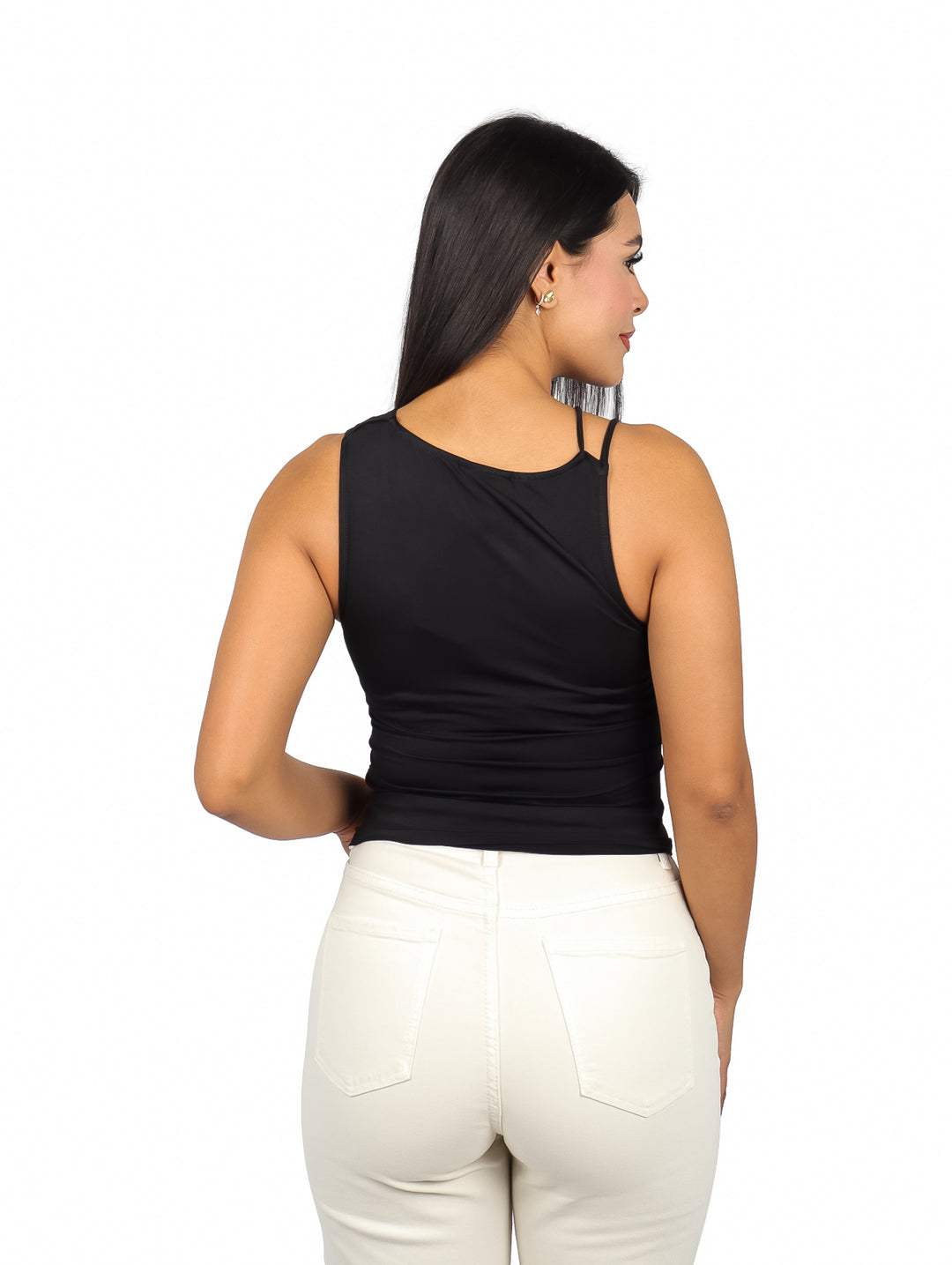 Blusa Asimétrica London Fashion Color Negro para Mujer