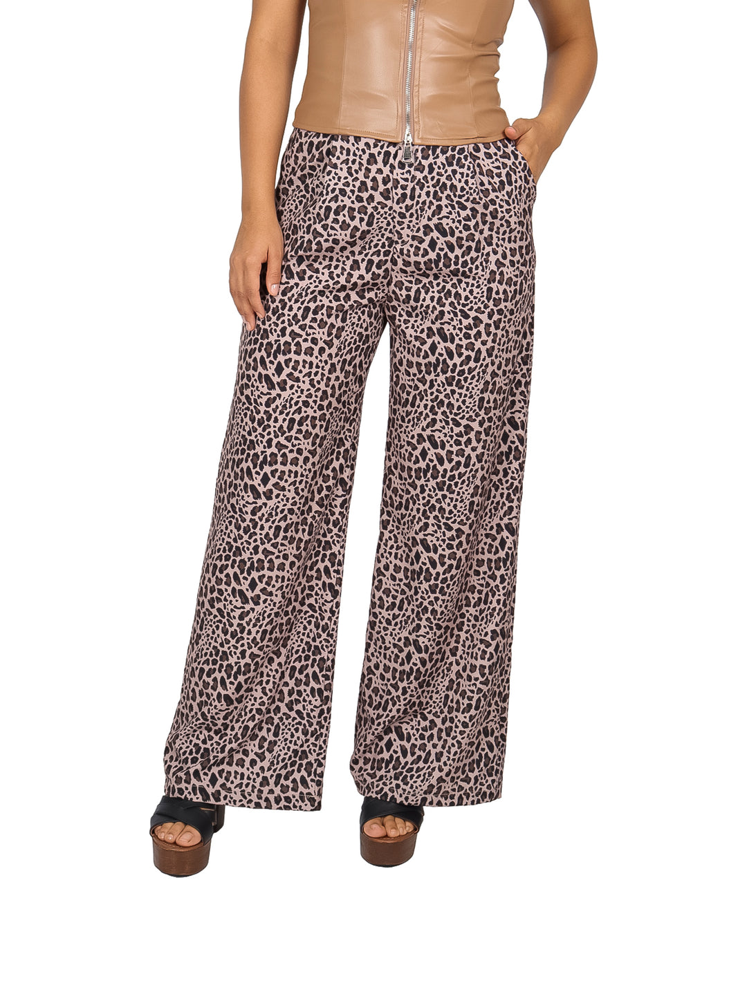 Pantalón Ancho London Fashion Café Animal Print para Mujer