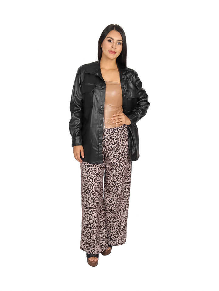 Pantalón Ancho London Fashion Café Animal Print para Mujer