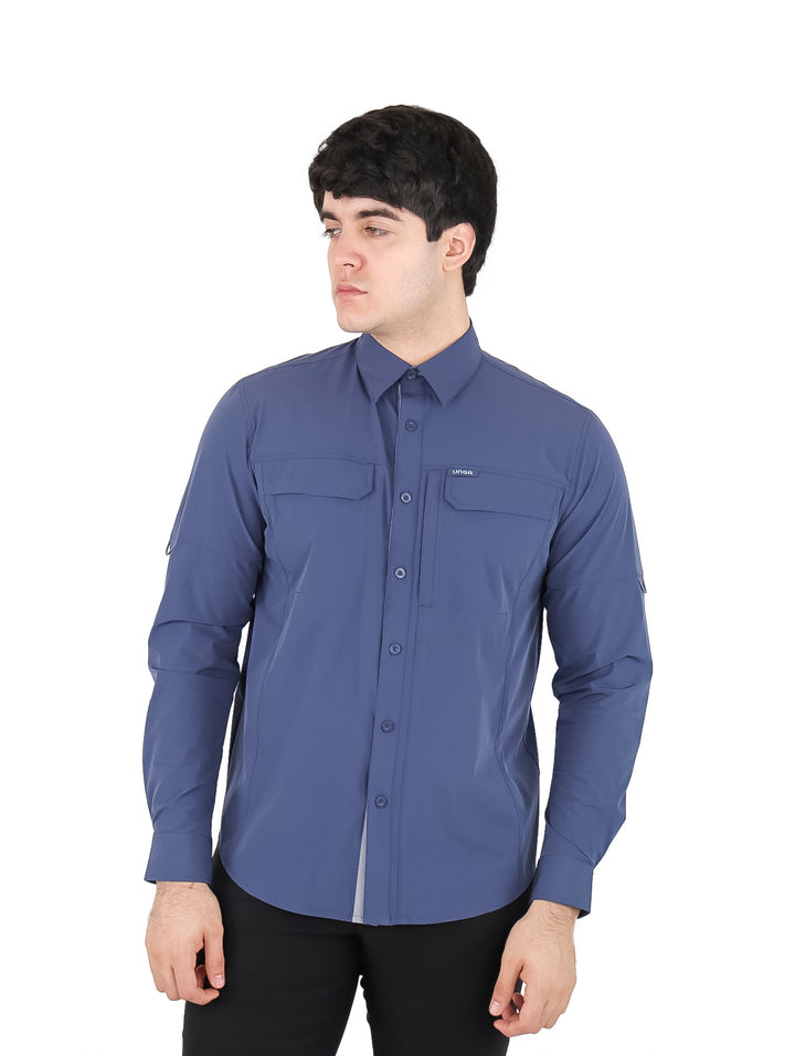 Camisa UNGA Manga Larga Azul Nocturnal para Hombre