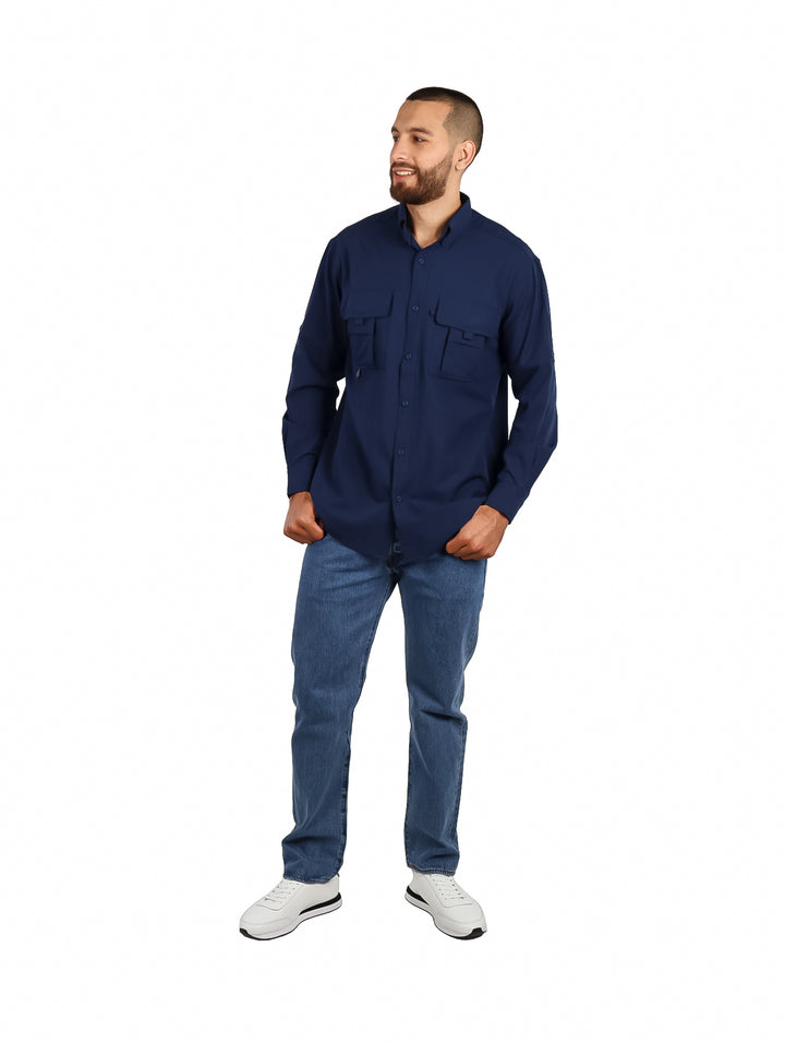 Camisa UNGA Manga Larga Color Blue Nocturnal para Hombre