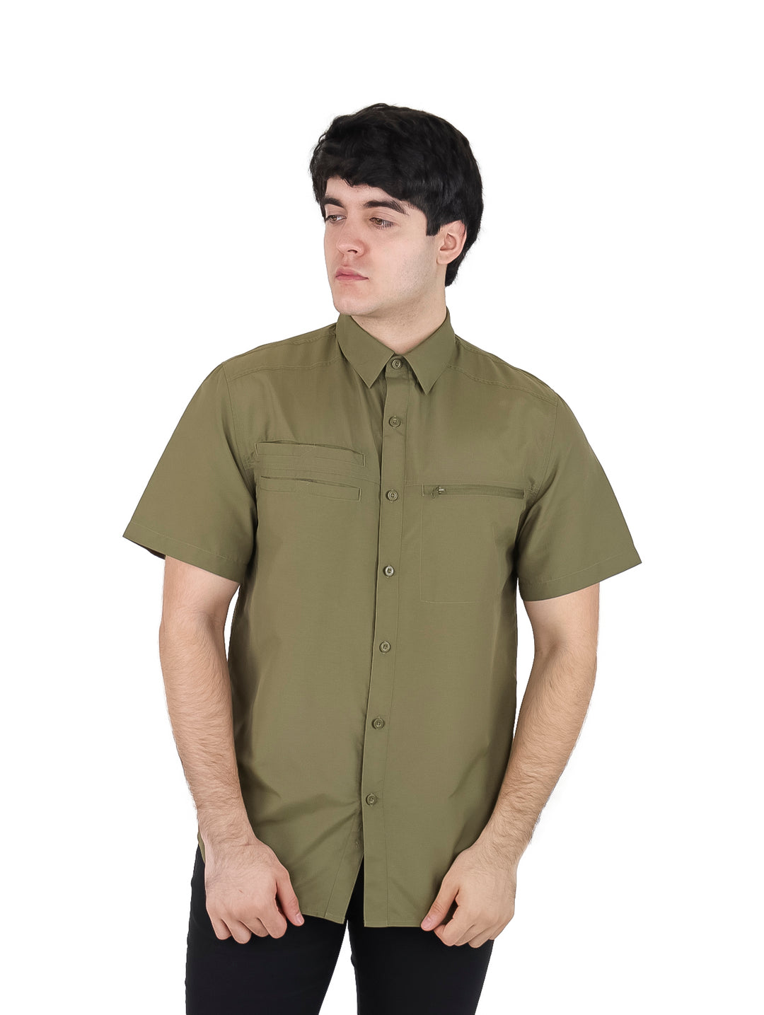Camisa UNGA Manga Corta Color Verde Militar para Hombre