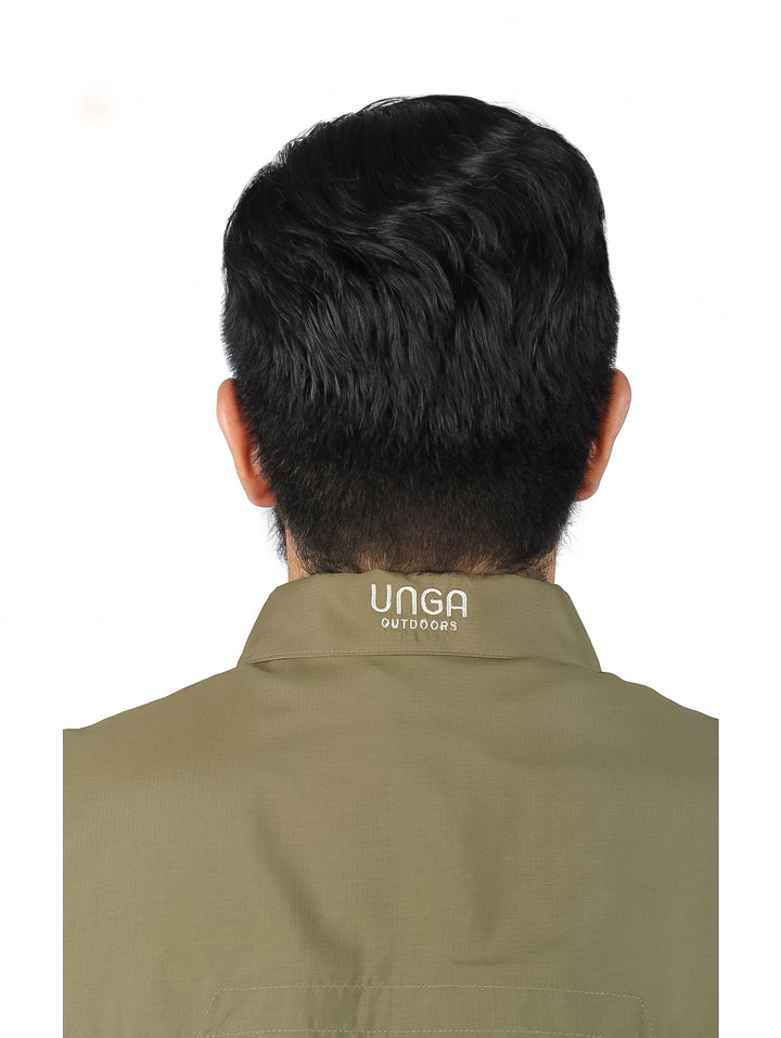 Camisa UNGA Manga Corta Color Verde Militar para Hombre
