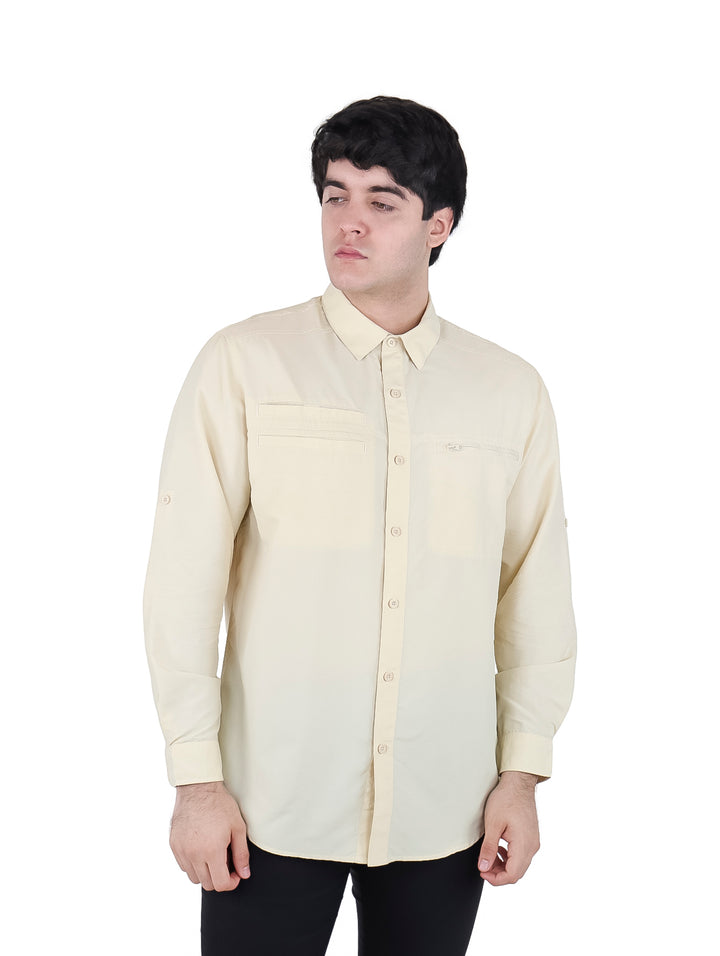 Camisa UNGA Manga Larga Color Fossil para Hombre
