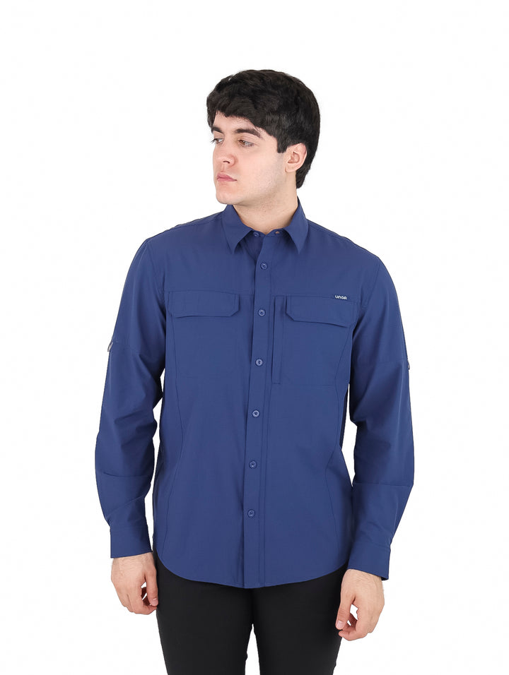 Camisa UNGA Manga Larga Color Blue Nocturnal para Hombre