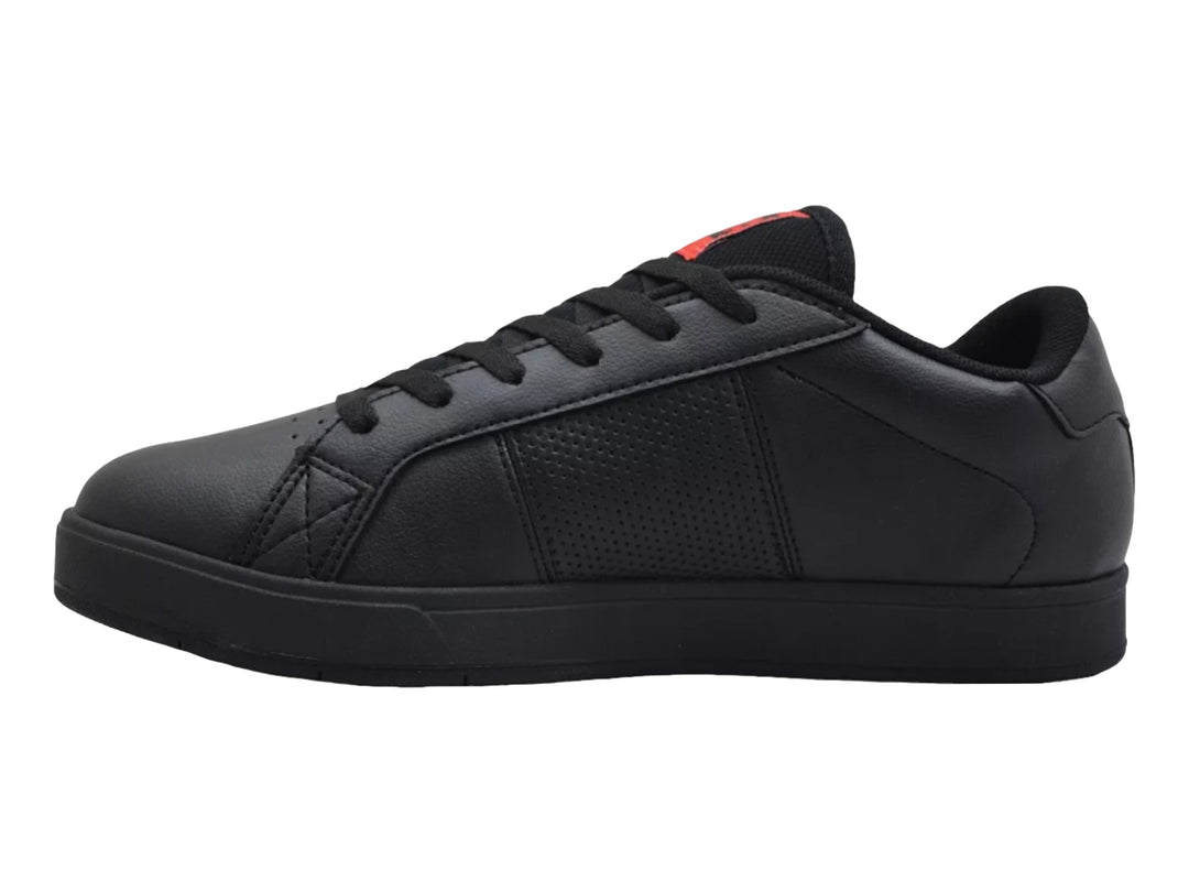Tenis DC Shoes modelo Adys en color negro con detalles rojos y suela negra.