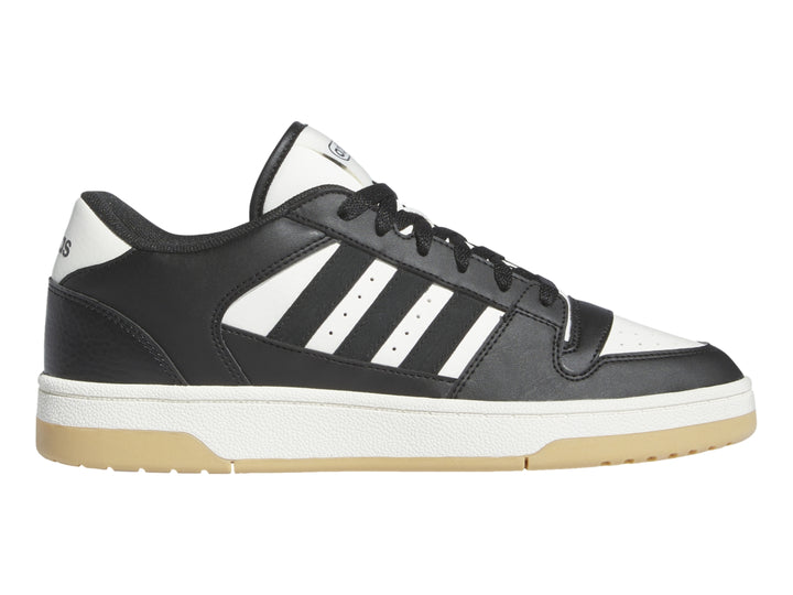 Tenis Adidas Break Start en color negro con franjas blancas y suela beige.