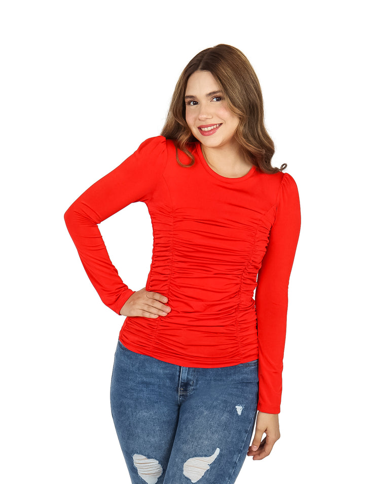 Blusa Forever Manga Larga Roja para Mujer