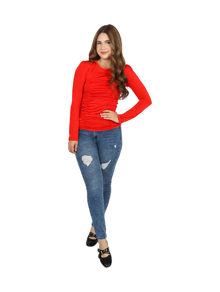Blusa Forever Manga Larga Roja para Mujer