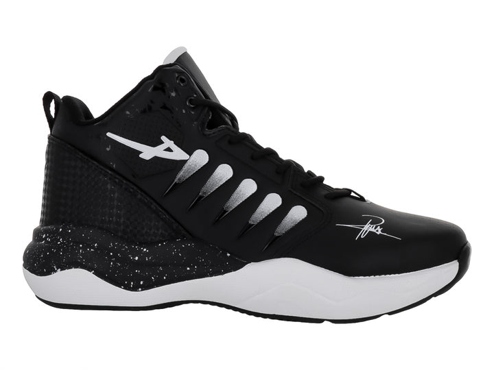 Tenis de baloncesto Pontiac AXL en color negro con suela y detalles decorativos en blanco.
