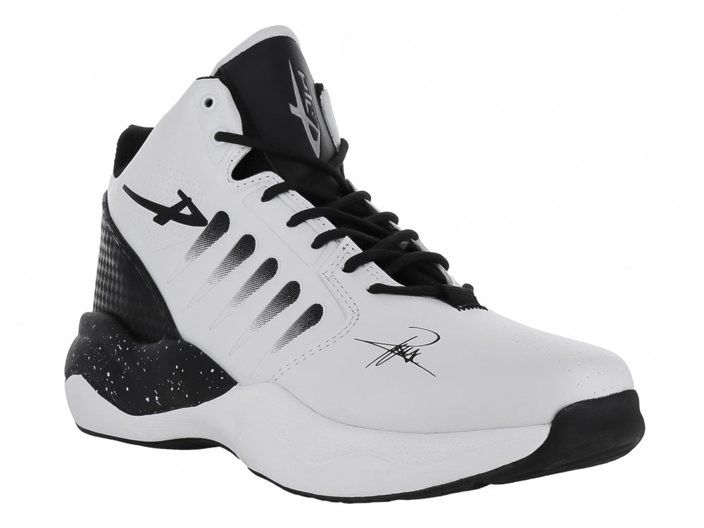 Tenis de baloncesto PONTIAC AXL color blanco con detalles negros y suela blanca.