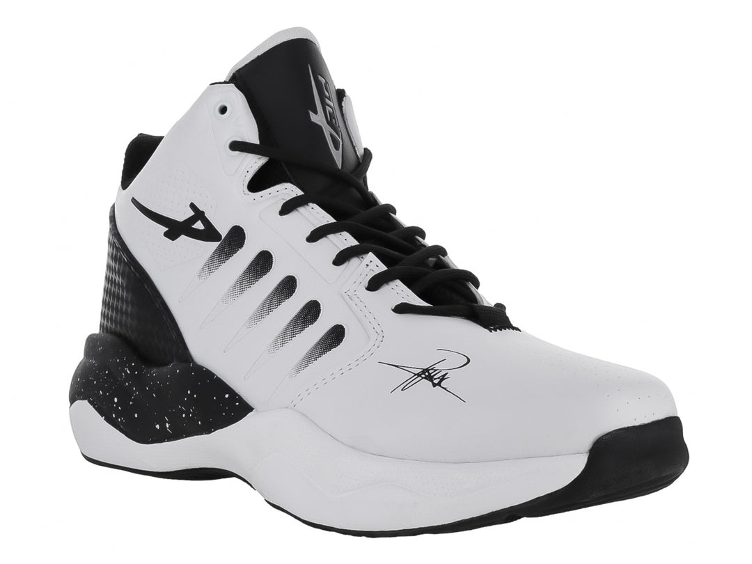 Tenis de baloncesto PONTIAC AXL color blanco con detalles negros y suela blanca.