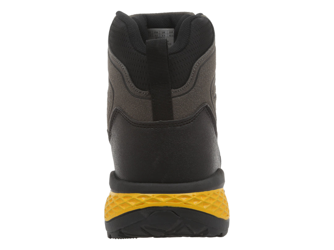 Botas K-Swiss Outdoor en colores oliva, negro y detalles en lima, diseñadas para actividades al aire libre.