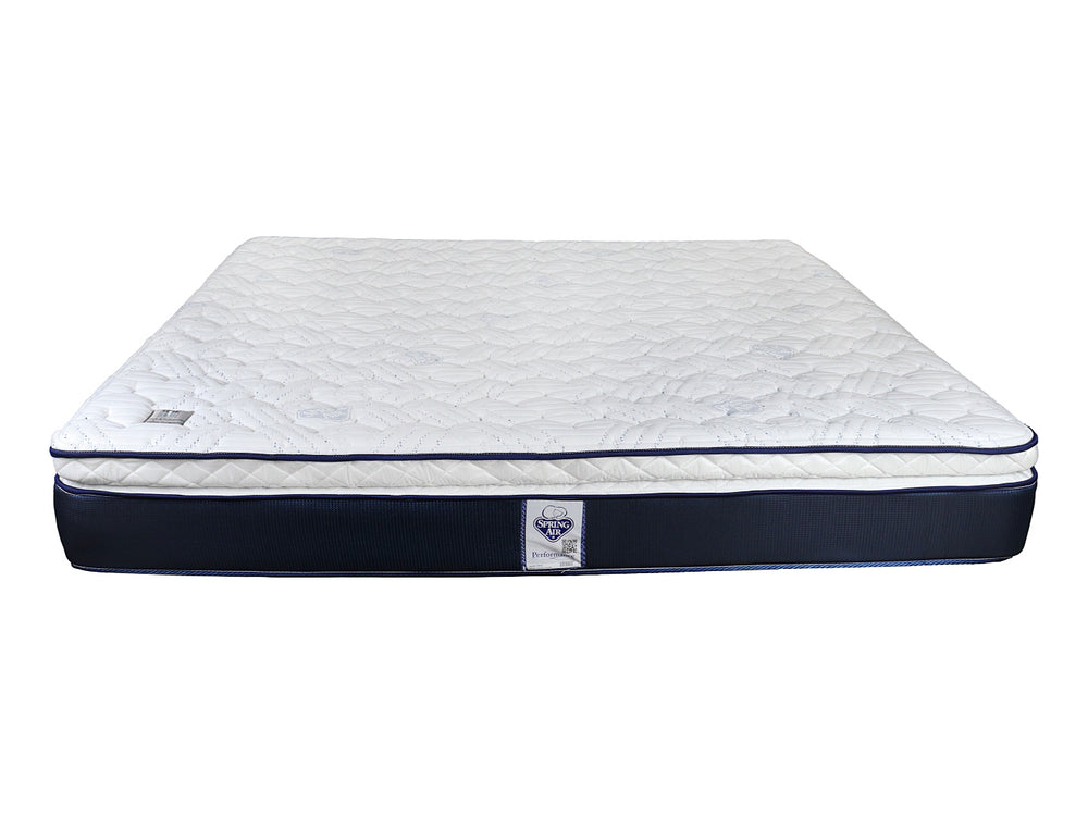 Colchón Spring Air Citize blanco con bordes en color azul marino, tamaño King Size.