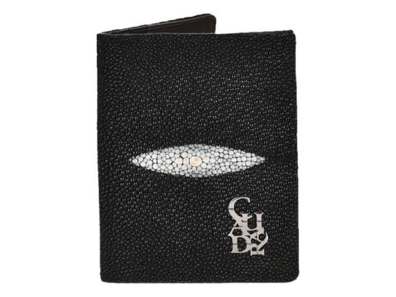 Cartera Cuadra de Piel de Mantarraya Negro para Hombre