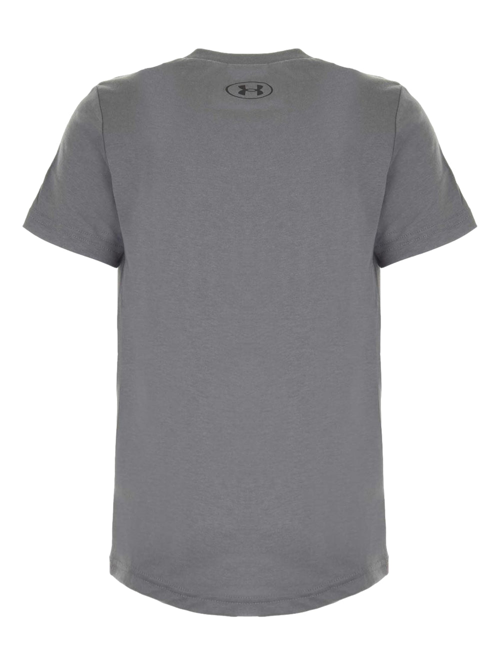 Camiseta deportiva de color gris con logo de Under Armour en el pecho izquierdo.