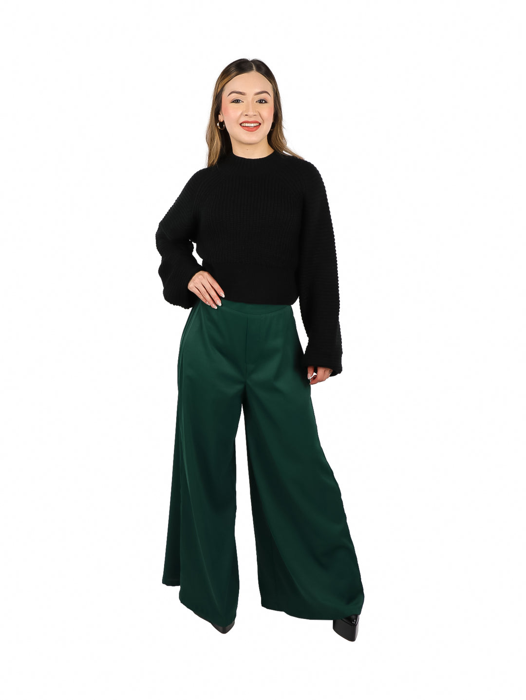 Pantalón Fluido Campana ATOK Color Verde Botella